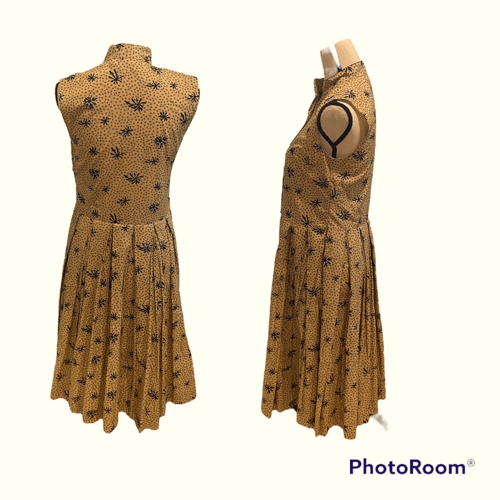 Marni Camel & Black Print Sleeveless Dress w/ Mandarin Collar- Size 38 - Picture 2 of 4